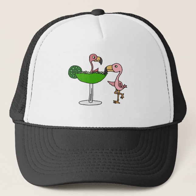 Boné Flamingo e Margarita cor-de-rosa engraçados (Frente)