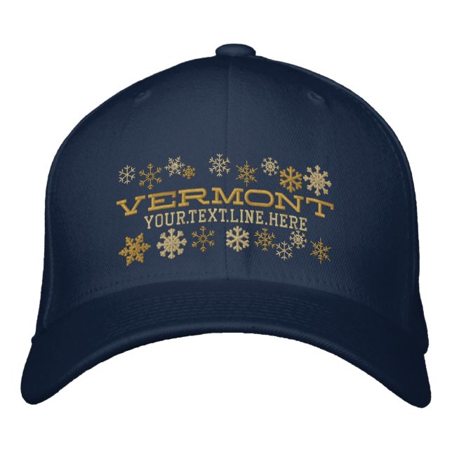 Boné Flocos de neve personalizados Vermont Winter (Frente)