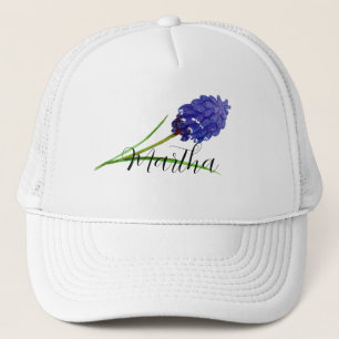 Boné Flor de Watercolor roxa com o nome Trucker Hat