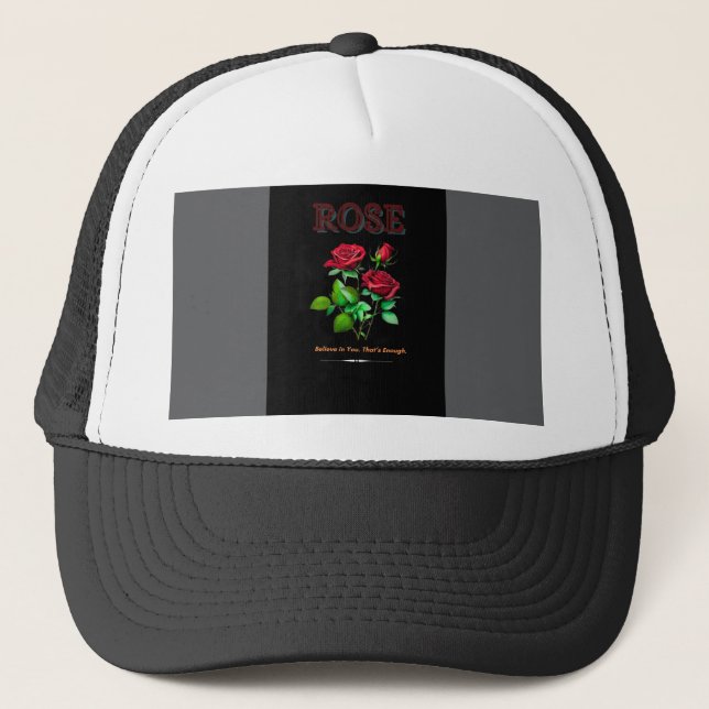Boné Floral de Baseball rosa vermelha - Acredite e (Frente)