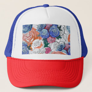 Boné Flores Coloridas: Padrão Vibrante Sem Costura