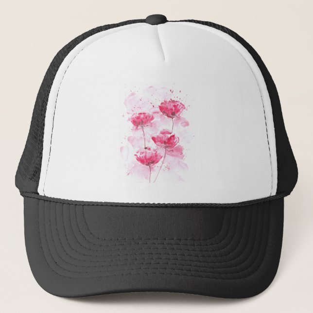 Boné Flores de Papoula Vermelha (Frente)