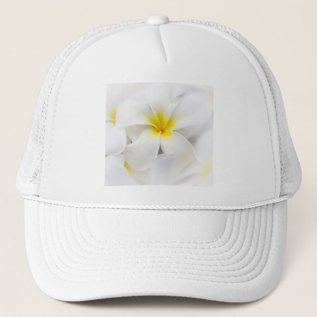 Boné Flores florais do Frangipani branco da flor do (Frente)