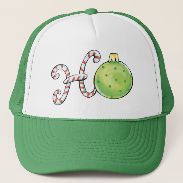 Boné Fofo Natal Ho Ho Ho, Doces Canas Enfeites (Frente)