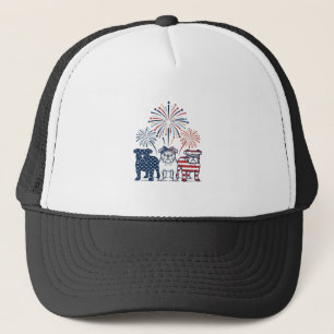 Boné Fogo de Artifício Patriota Bulldog Design Vetorial