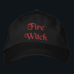 Boné Fogo Magic Witch Cote Vermelho Preto<br><div class="desc">Um simples mas bonito boné decorativo bordado,  vermelho e preto de baseball com as palavras Fire Witch. Este design de bruxa pode ser personalizado para um nome ou outro texto. Uma ideia de presente feia.</div>