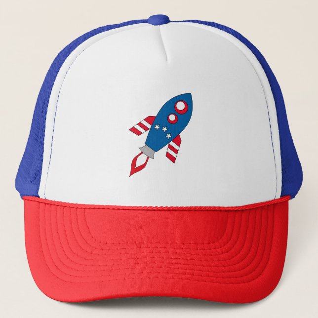 Boné Foguete vermelho branco e azul Fofo (Frente)