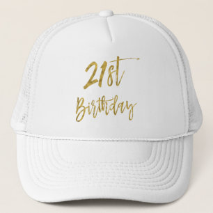 Boné Folha Dourado do aniversário de 21 anos e chapéu