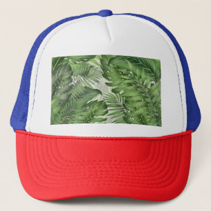 Boné Folhas da selva tropical: fundo floral sem costura
