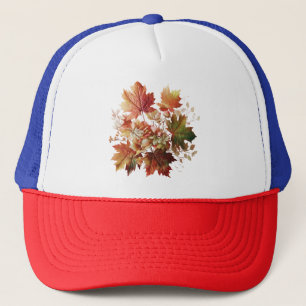 Boné Folhas de outono e flores em Buquê