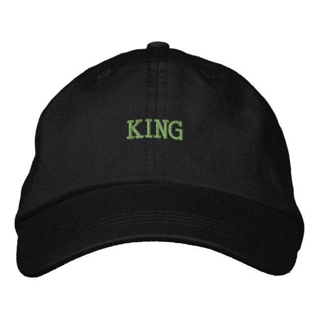 Boné Fonte do Nome KING Totalmente Preto Algodão Bonito (Frente)