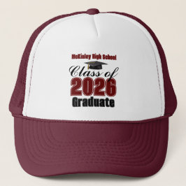 Boné Formatura Vermelha da Turma de 2026 Personalizada