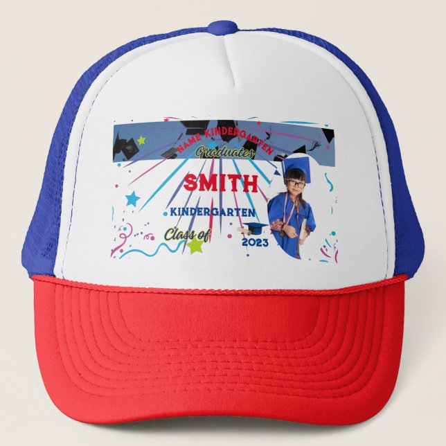 Boné Foto e nome do jardim de infância do formando de H (Frente)