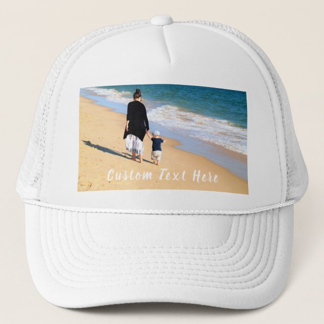 Boné Foto personalizada e texto que seu Design com MOM (Frente)