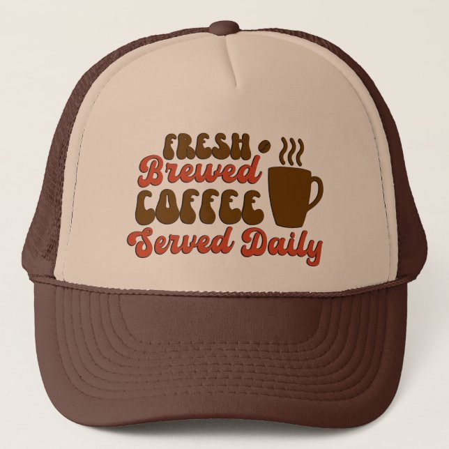 Boné Fresh brewed coffee word art (Frente)