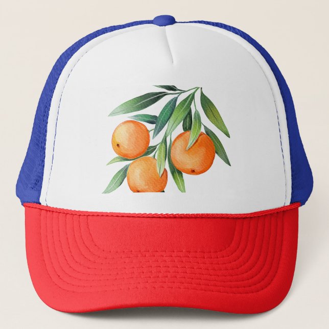 Boné Frutas Laranja De Aquarela: Ramais Isolados. (Frente)