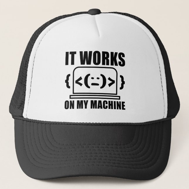 Boné Funciona no meu computador Engraçado Coder e Progr (Frente)