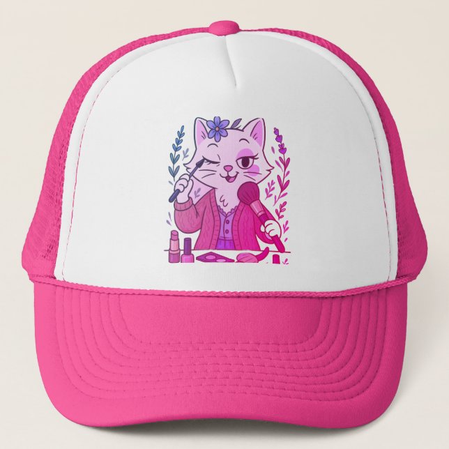 Boné Funny Makeup Cat Hat - Cute Cartoon Cap (Frente)