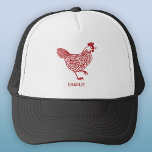 Boné Galinha Personalizada<br><div class="desc">Um design de galinha para amantes de frango e aves, agricultores, pequenos detentores e sussurros de frango. Arte original de Nic Squirrell. Altere o nome ou texto para personalizar.</div>