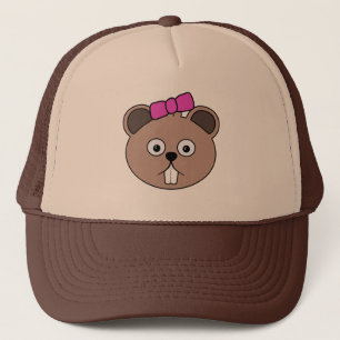 Boné Garota do Cartoon "Beaver Face Hat"