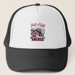 Boné Garota Patriótica América Verão Vintage Camiseta D