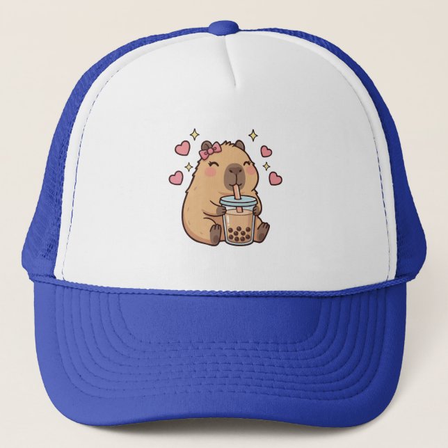 Boné Garotas Fofas Capivara Ramen Kawaii Chá Kawaii Cap (Frente)