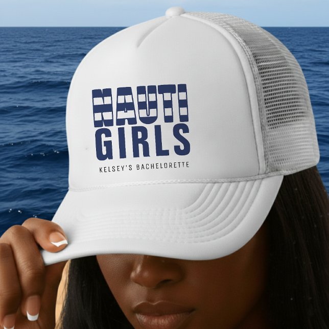 Boné Garotas Nauti Divertida Festa de Despedida de Solt (Nauti Girls Nautical Bachelorette Party Hat for Women)