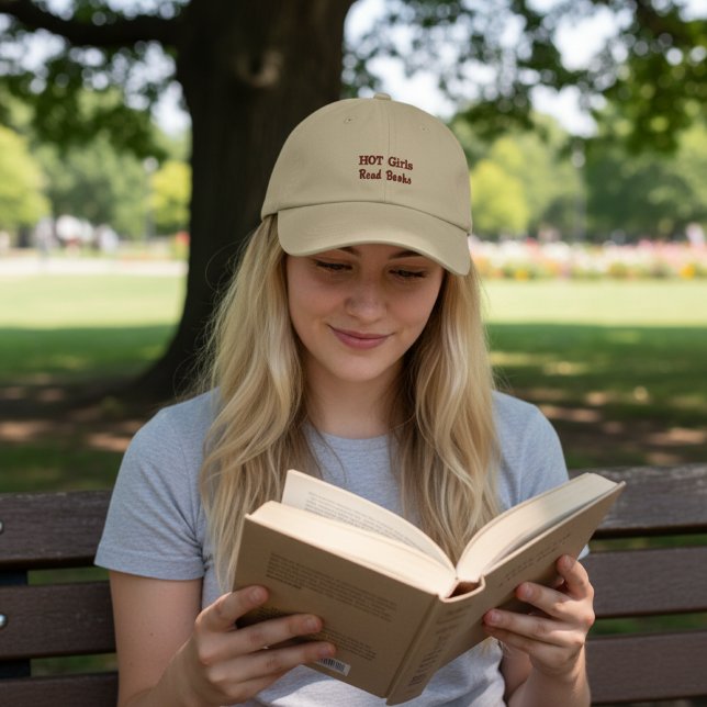 Boné Garotas Quentes Lêem Livros em Khaki (Criador carregado)