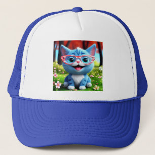 Boné Gatinho Azul Sorridente E Bonito-55665