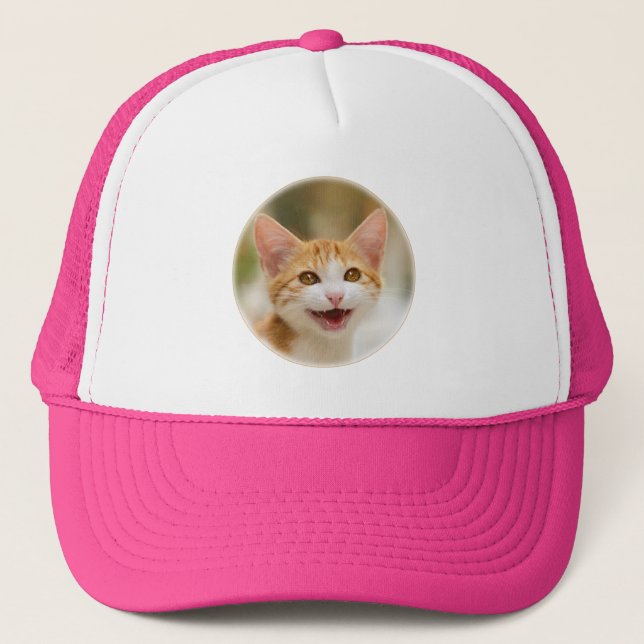 Boné Gatinho Sorridente Enfrentando Gato Engraçado Foto (Frente)