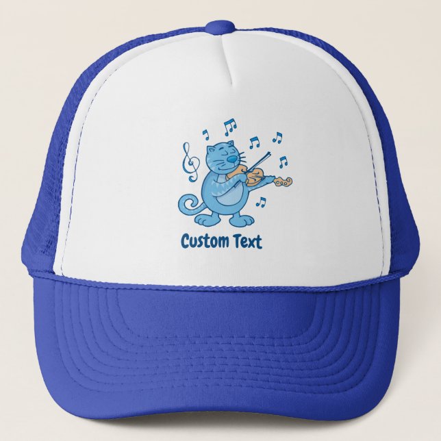 Boné Gato Azul com Violino Trucker Hat (Frente)