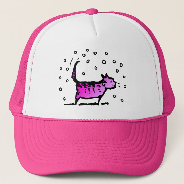 Boné Gato cor-de-rosa feminino bonito bonito (Frente)