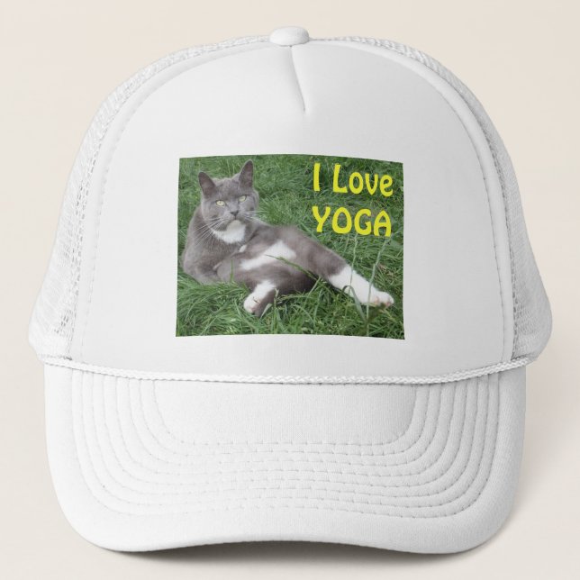 Boné Gato de Chapéu Eu Amo Yoga (Frente)