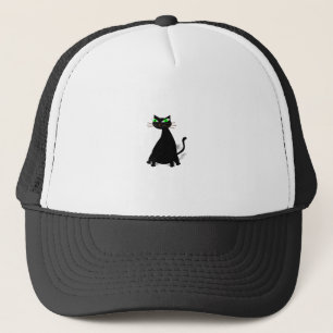 Boné Gato De Gordura Preto Com Olhos Verdes