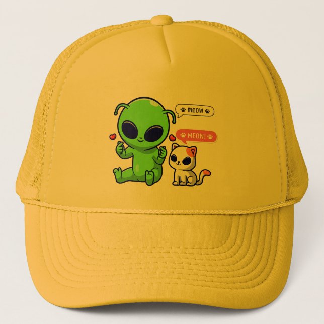 BONÉ GATO DE MEOW COM ALIENÍGENA (Frente)