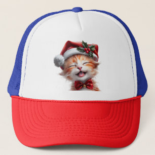 Boné Gato de Natal bonito com Chapéu Santa e Arco