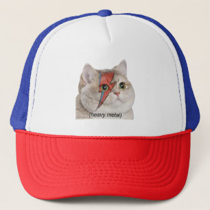 Boné Gato de Respiração Pesada Meme Rocker de Heavy Met