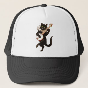 Boné Gato do vintage que joga o banjo