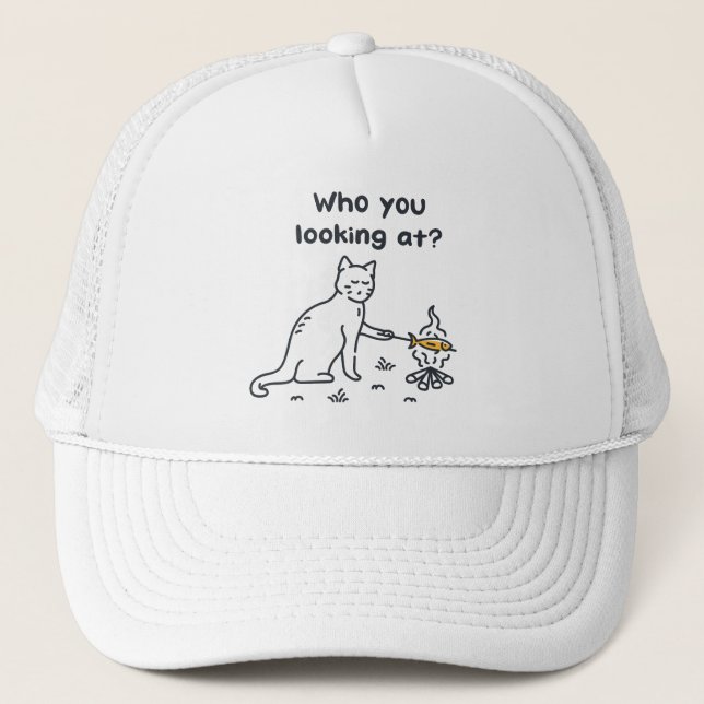 Boné Gato Engraçado, quem você está olhando? (Frente)