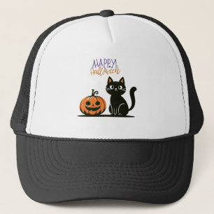 Boné Gato feliz de Halloween & abóbora