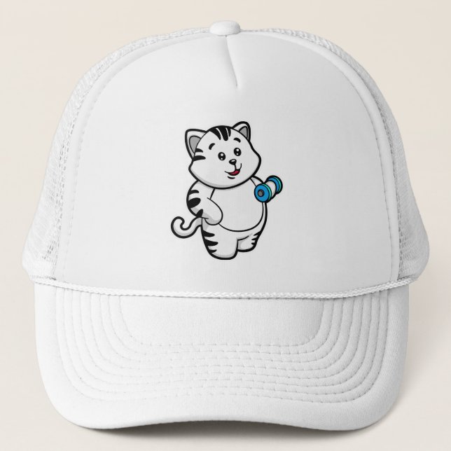 Boné Gato no Biceps treinando com Dumbbell (Frente)