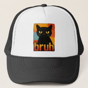 Boné Gato Preto Bruh Engraçado Retro Vintage Meme