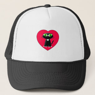 Boné Gato Preto No Coração Vermelho