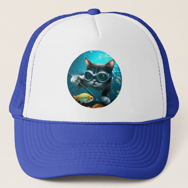 Boné Gatos engraçados no aquário (Frente)