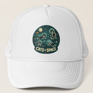 Boné Gatos no espaço UFO humor engraçado gatinho