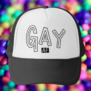 Boné Gay AF Tipografia Preto e Branco