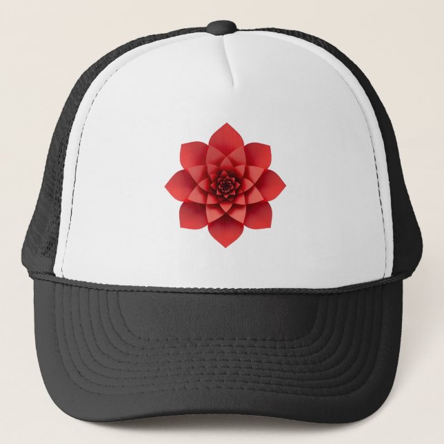 Boné Geométrico da Flor Vermelha (Frente)