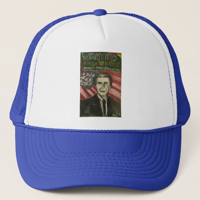 Boné george bush queria chapéu azul/branco (Frente)