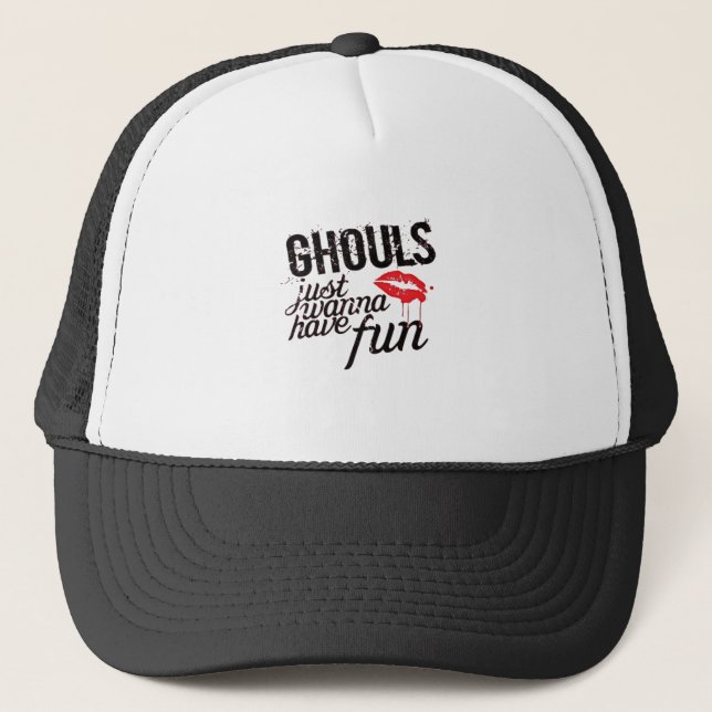 Boné Ghouls Só Quer Divertir-Se, Autumn Slogan Engraçad (Frente)