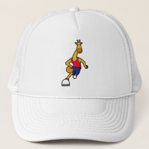 Boné Girafa como jogador de basquete com bola de basque